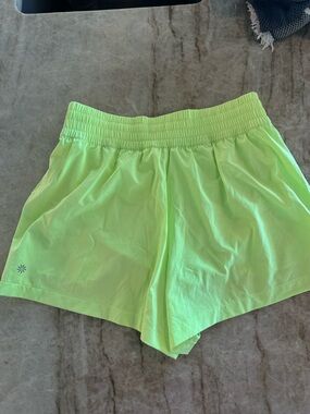 Athleta Neon Lime High Rise Weekender Athletic Shorts